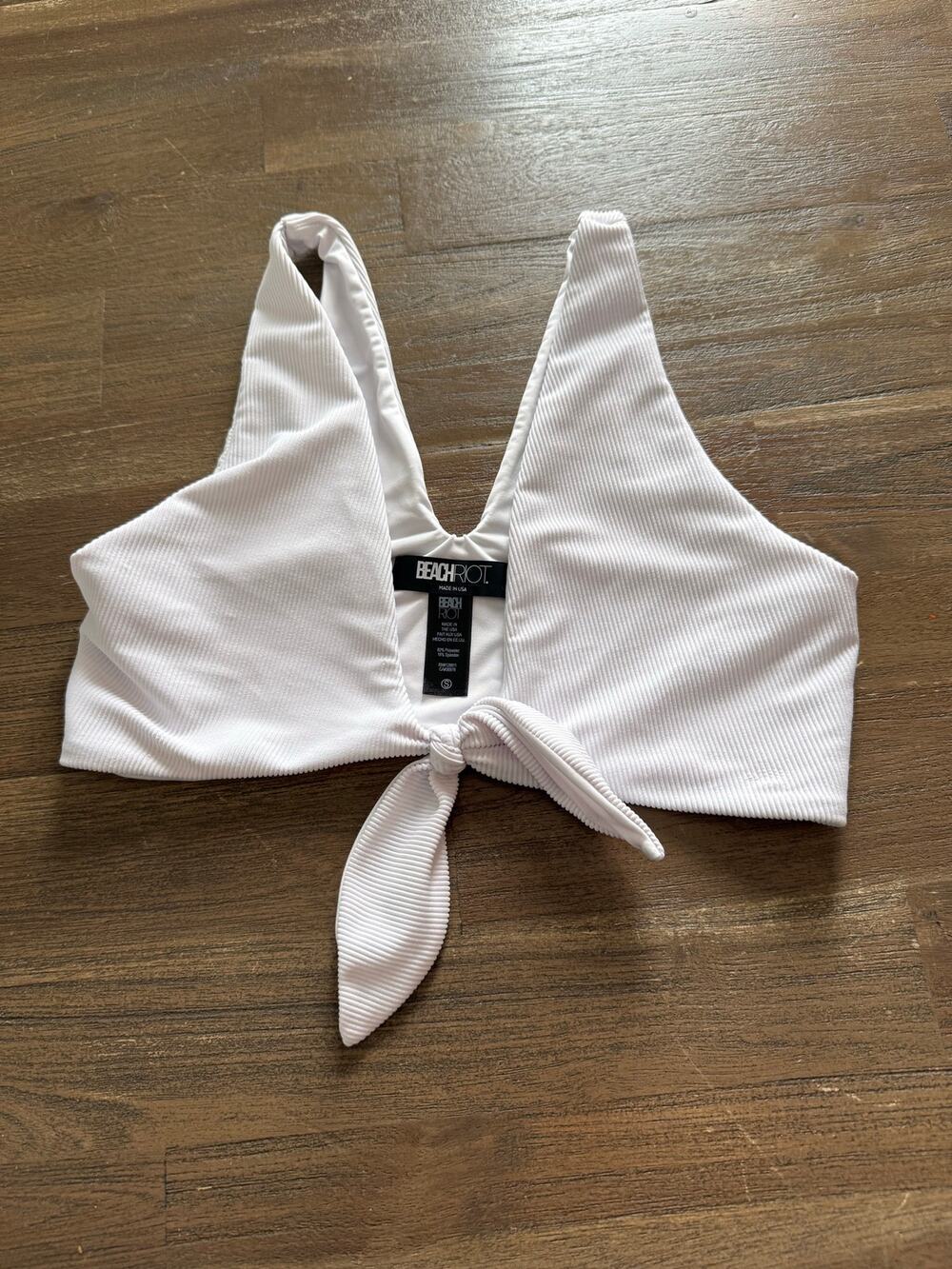 Beach Riot Dallas Ribbed Tie Front Bikini Top Size Small